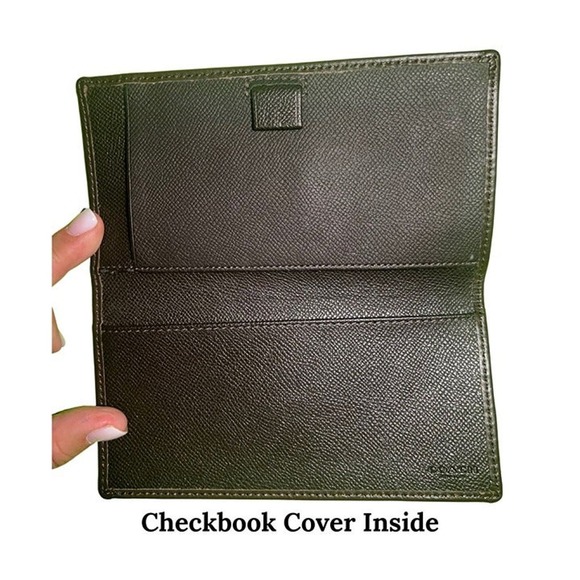 COACH Signature Canvas / Leather Khaki /Brown Trifold Wallet Checkbook F53615 - Picture 6 of 10